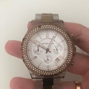 Authentic Michael Kors Rose gold and clear watch